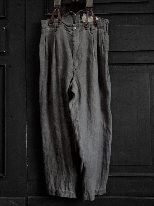 Men's Vintage Loose Fit Linen Blend Cropped Pants