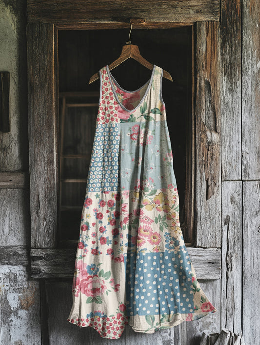 Women's Vintage Bohemian Floral Patch Dress