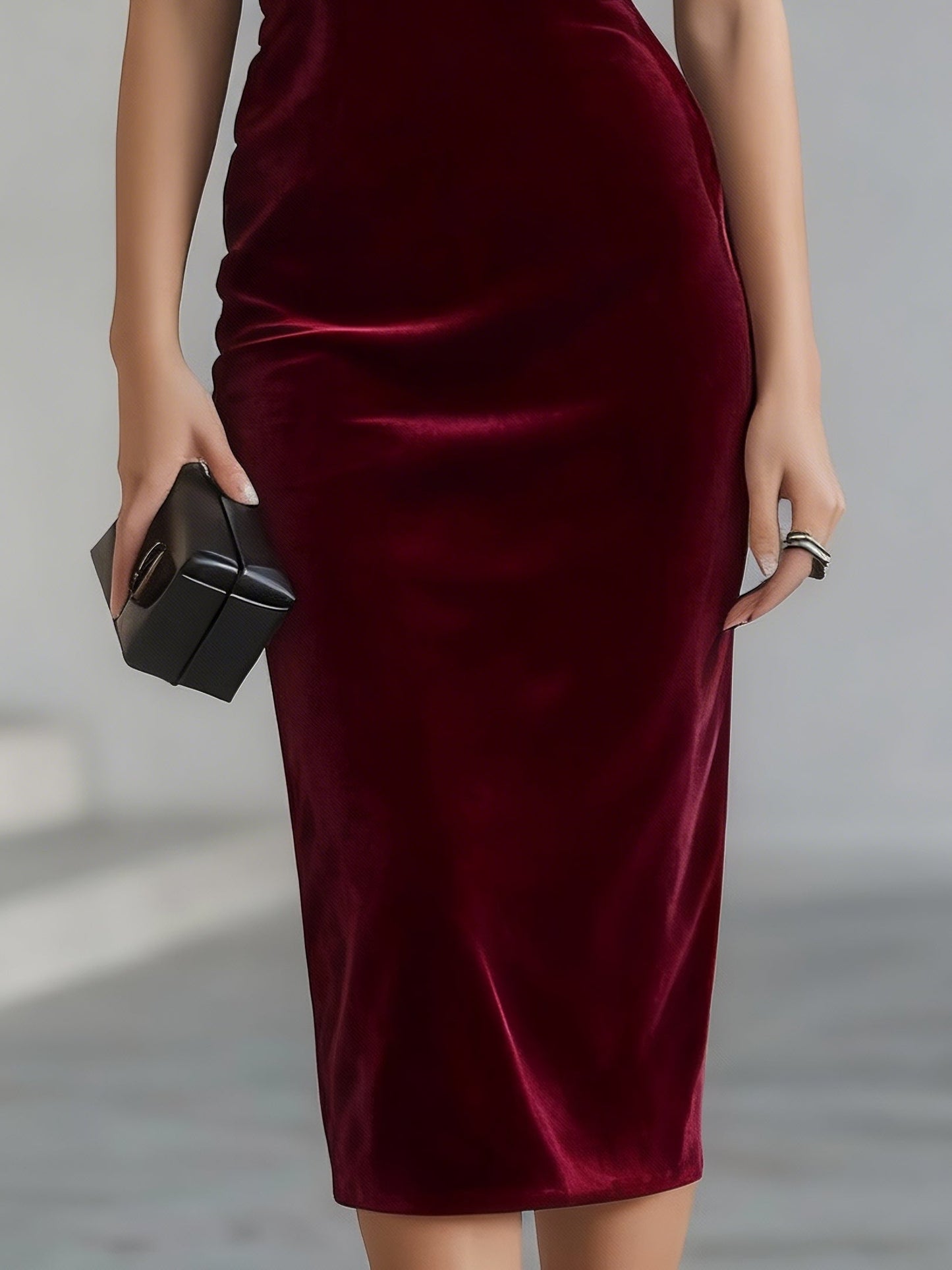 DRAMATIC VELVET BOW MIDI DRESS