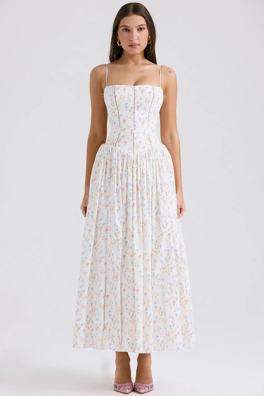Sundress – Corset Midi Dress with Adjustable Straps