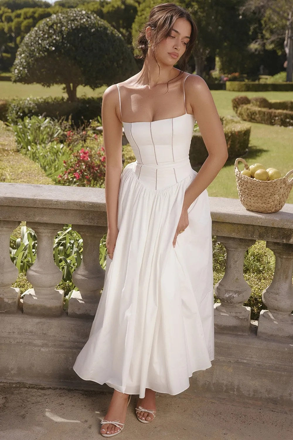 Sundress – Corset Midi Dress with Adjustable Straps