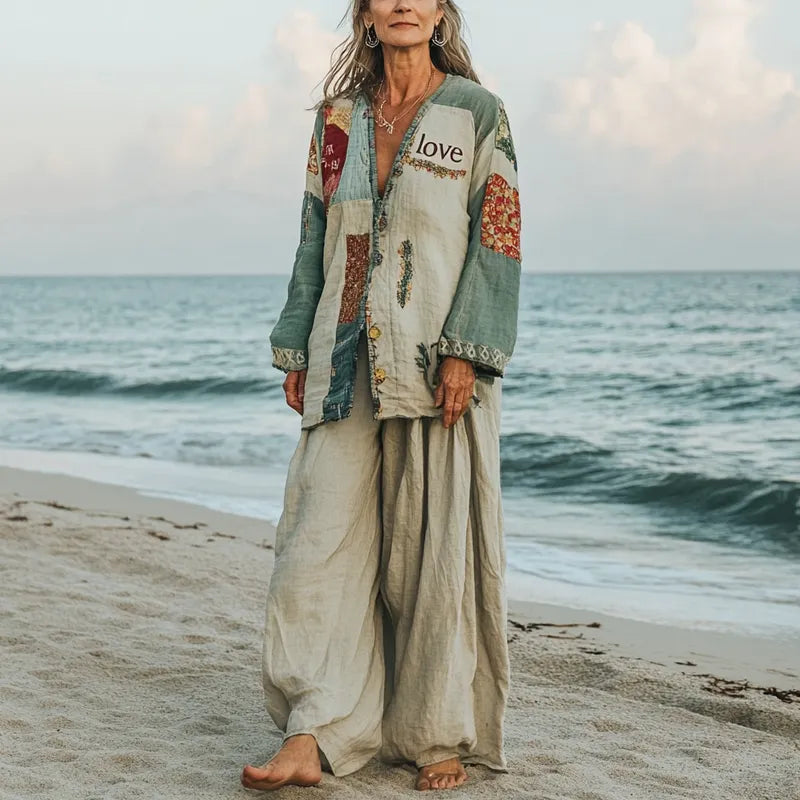 Comfort Vacation Oversized Linen Long Sleeve Set