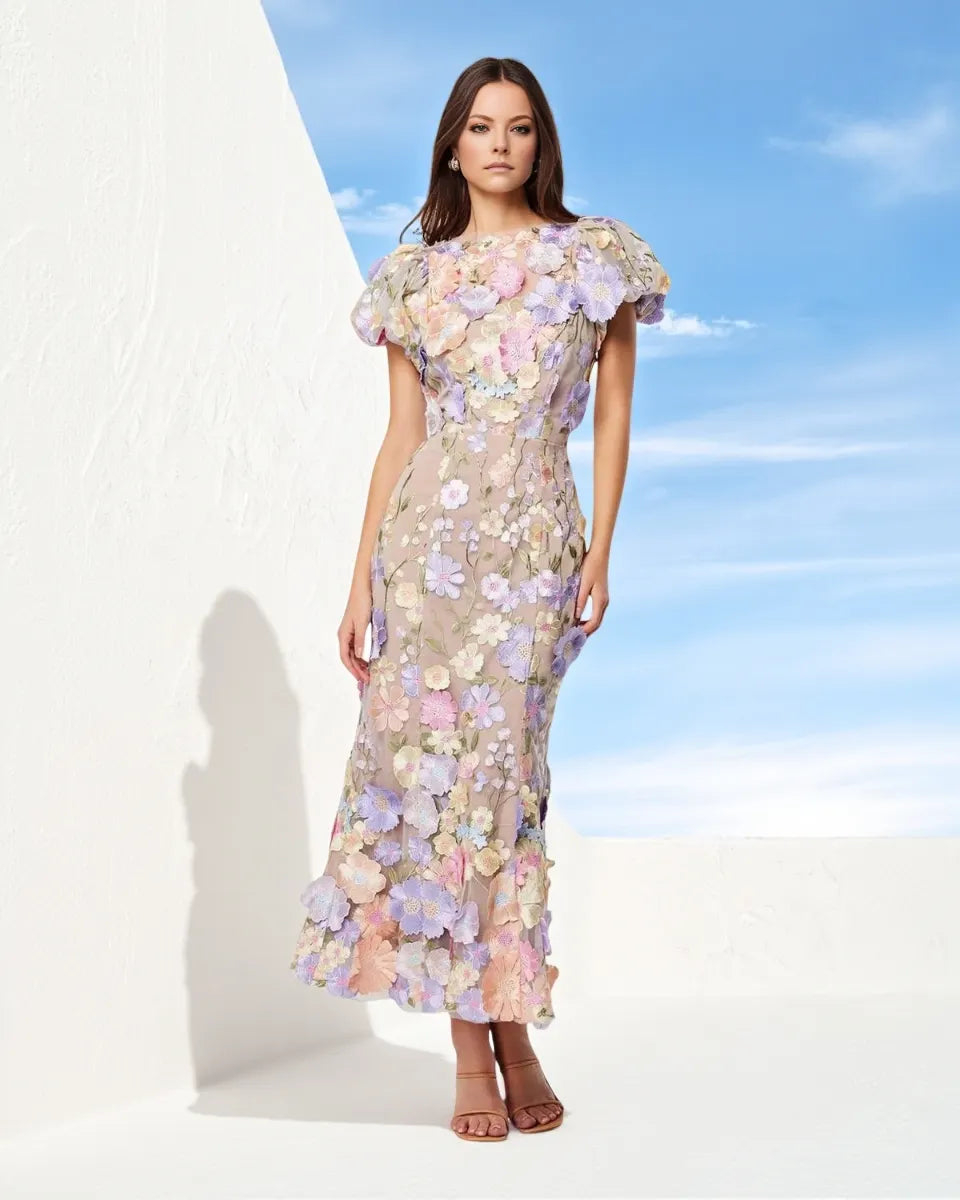 Astraea 3D Lace Maxi Dress