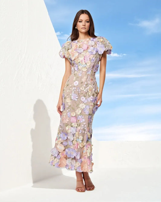 Astraea 3D Lace Maxi Dress