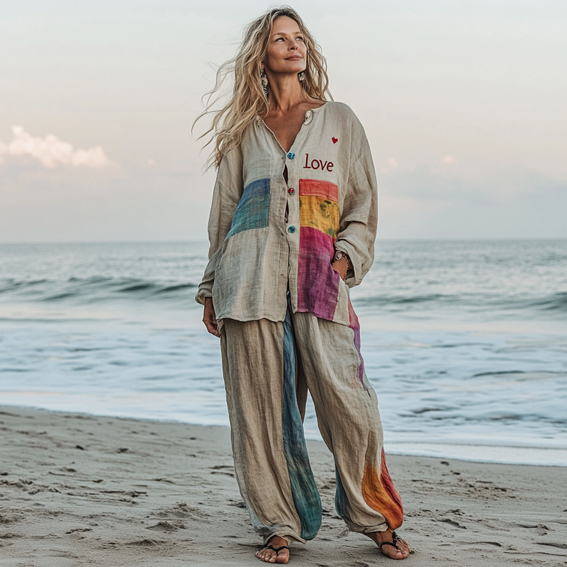 Comfort Vacation Oversized Linen Long Sleeve Set