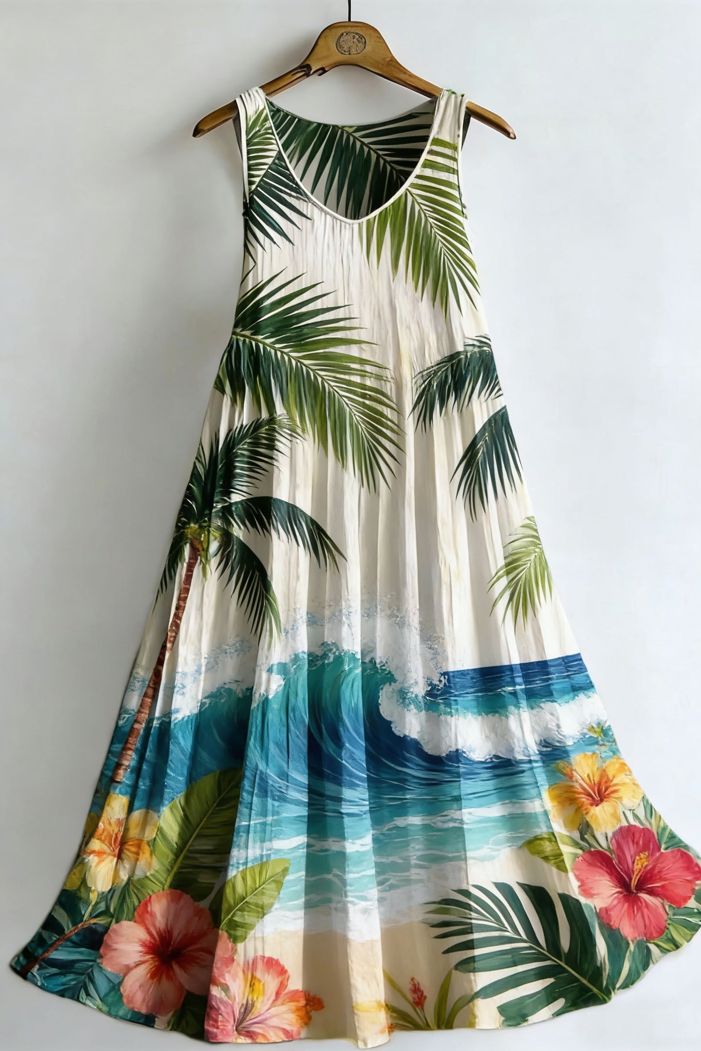 Women's Summer Holiday Print Sleeveless Cotton Dress