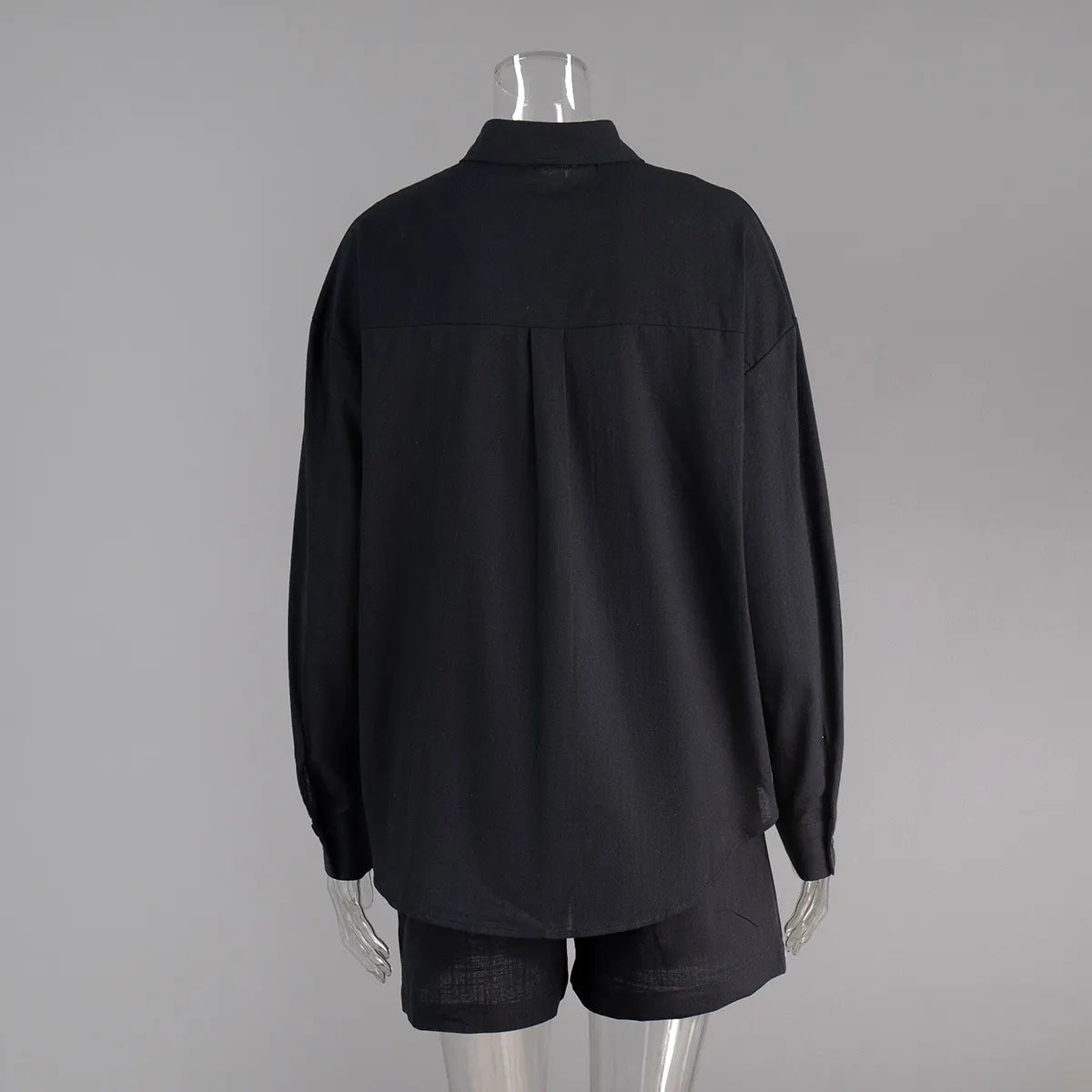 Cotton Cardigan Long Sleeve Shorts Set