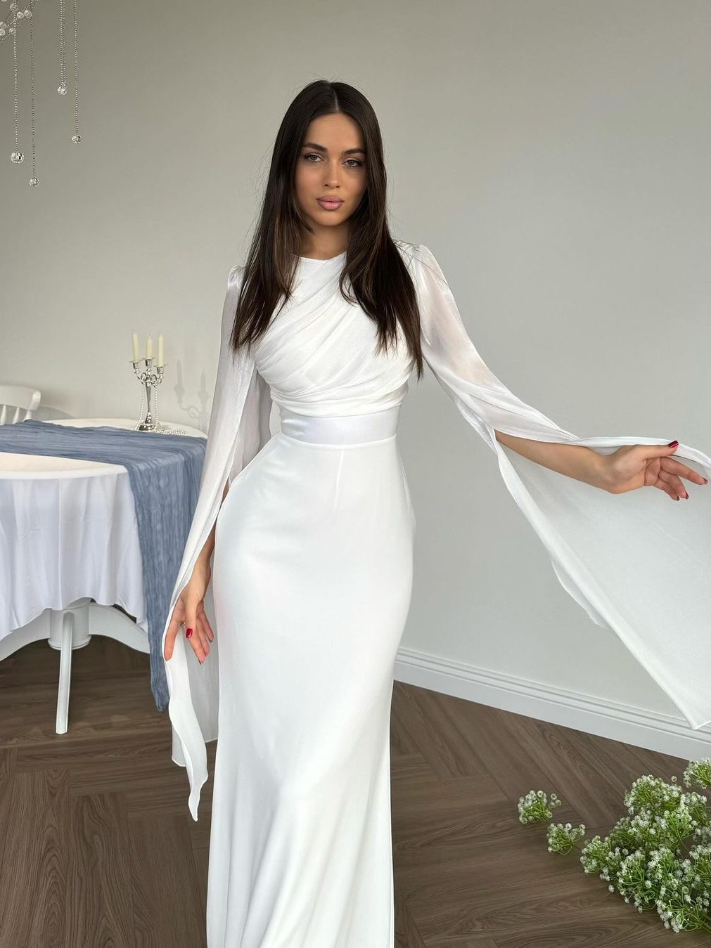 Elegant Satin Fitted Dress