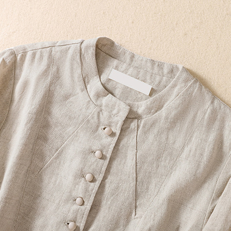 Women'S Solid Linen Blend Casual Jacket