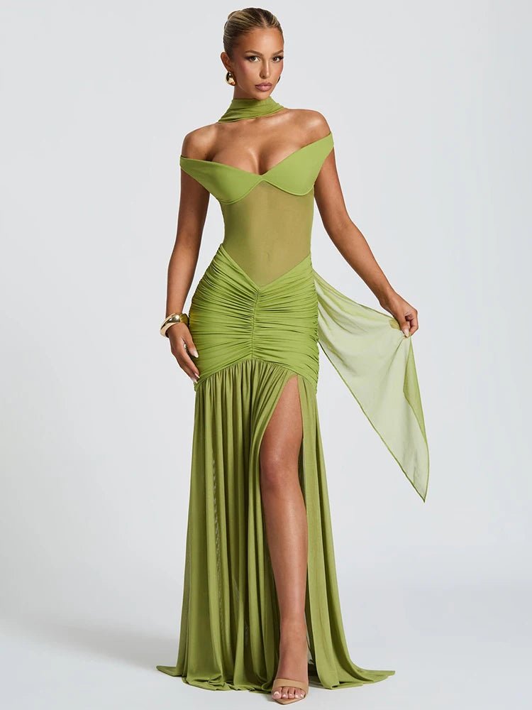 Celestia | Women’s Off Shoulder Maxi Evening Dress