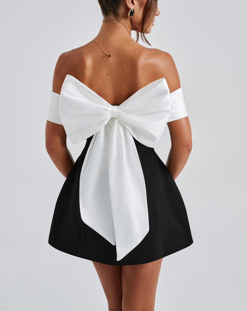Off-Shoulder Bow Back Homecoming Dress