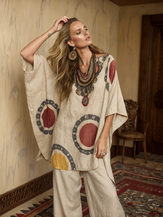 Cotton and linen women's loose suit