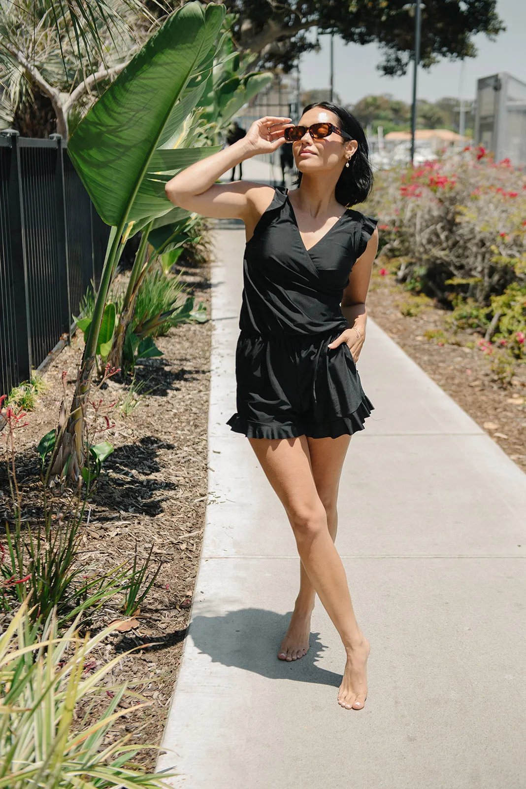 Swim Romper Built-in Bra& Detachable Bra Cup