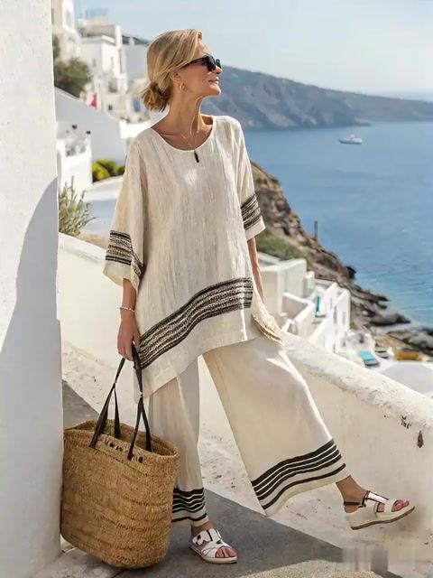 Women'S Loose Striped Pants Suit