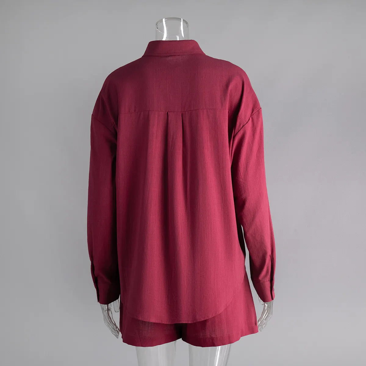 Cotton Cardigan Long Sleeve Shorts Set