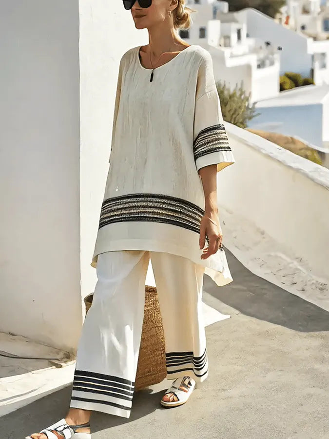 Women'S Loose Striped Pants Suit