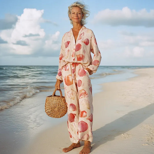 Comfort Vacation Oversized Linen Long Sleeve Set