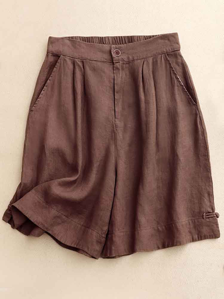 Women's Vintage Simple Linen Blend Casual Shorts