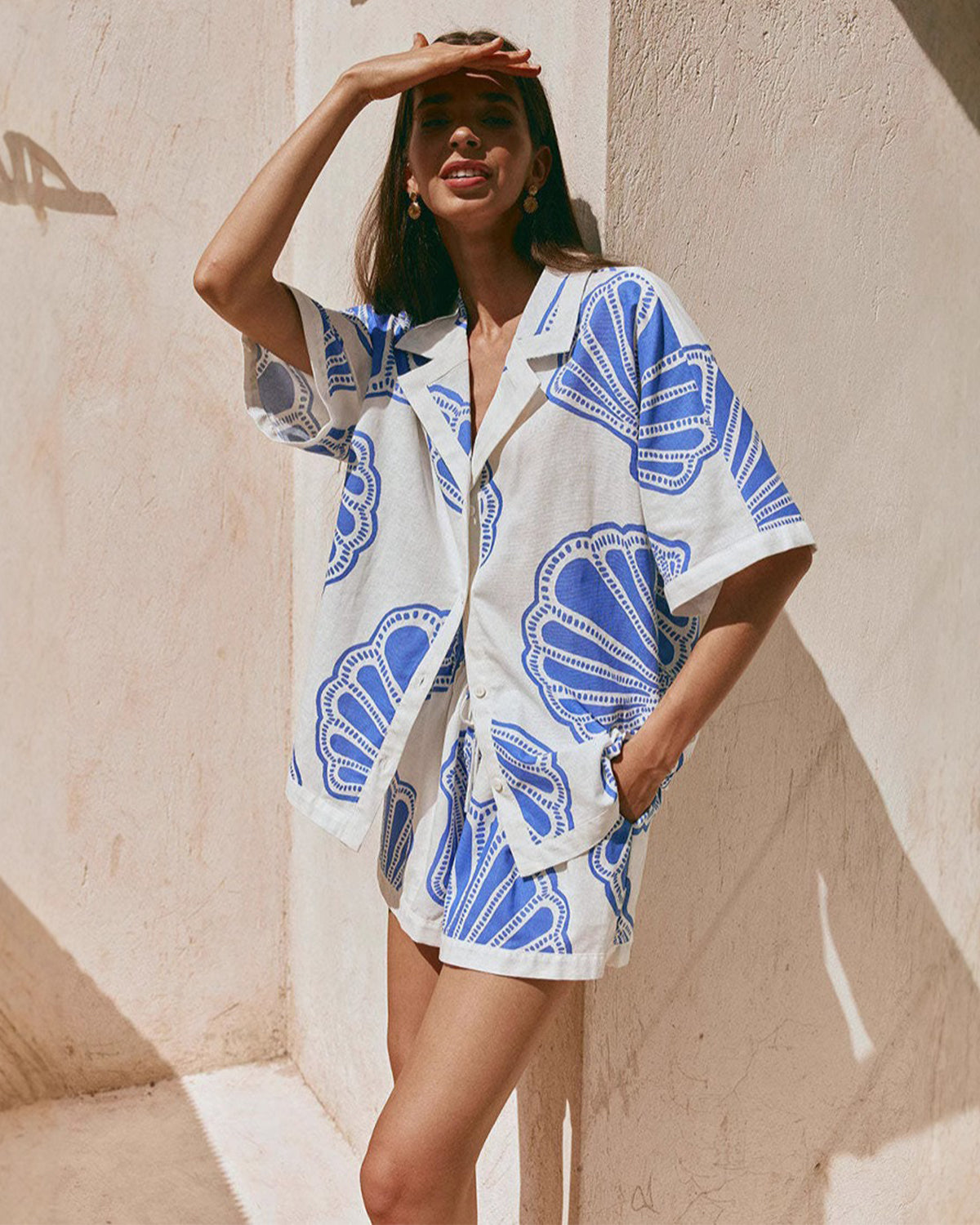 Relaxed Linen Printed Shirt & Shorts Set