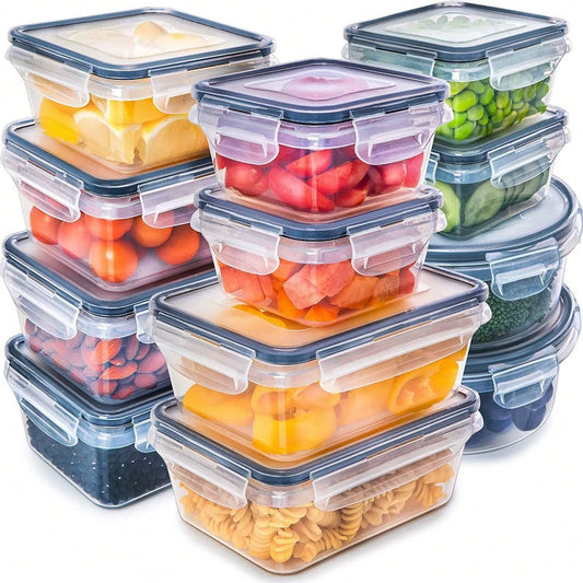 24 Pieces Food Storage Containers Set With Snap Lids (12 Lids + 12 Containers), Plastic Containers, Lunch Container Bento Box For Home