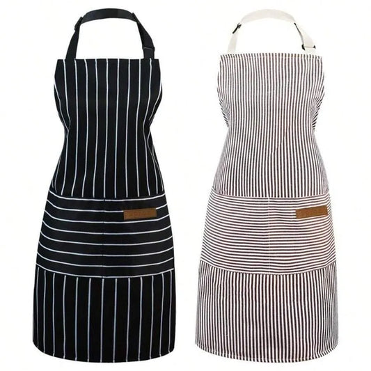 2-pack of adjustable bib aprons, cotton-polyester blend, with 2 pockets, unisex, ideal for chefs