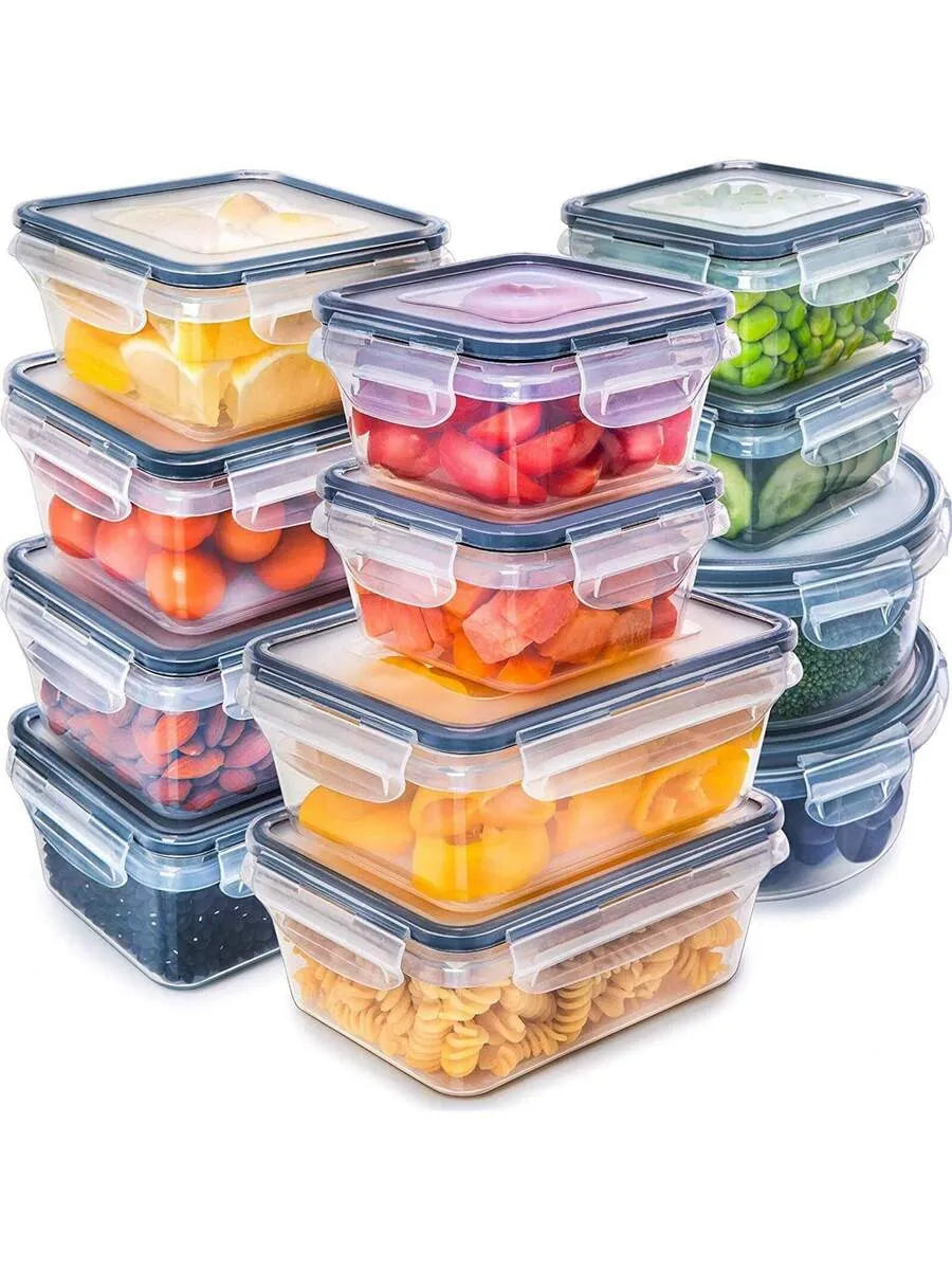 24 Pieces Food Storage Containers Set With Snap Lids (12 Lids + 12 Containers), Plastic Containers, Lunch Container Bento Box For Home