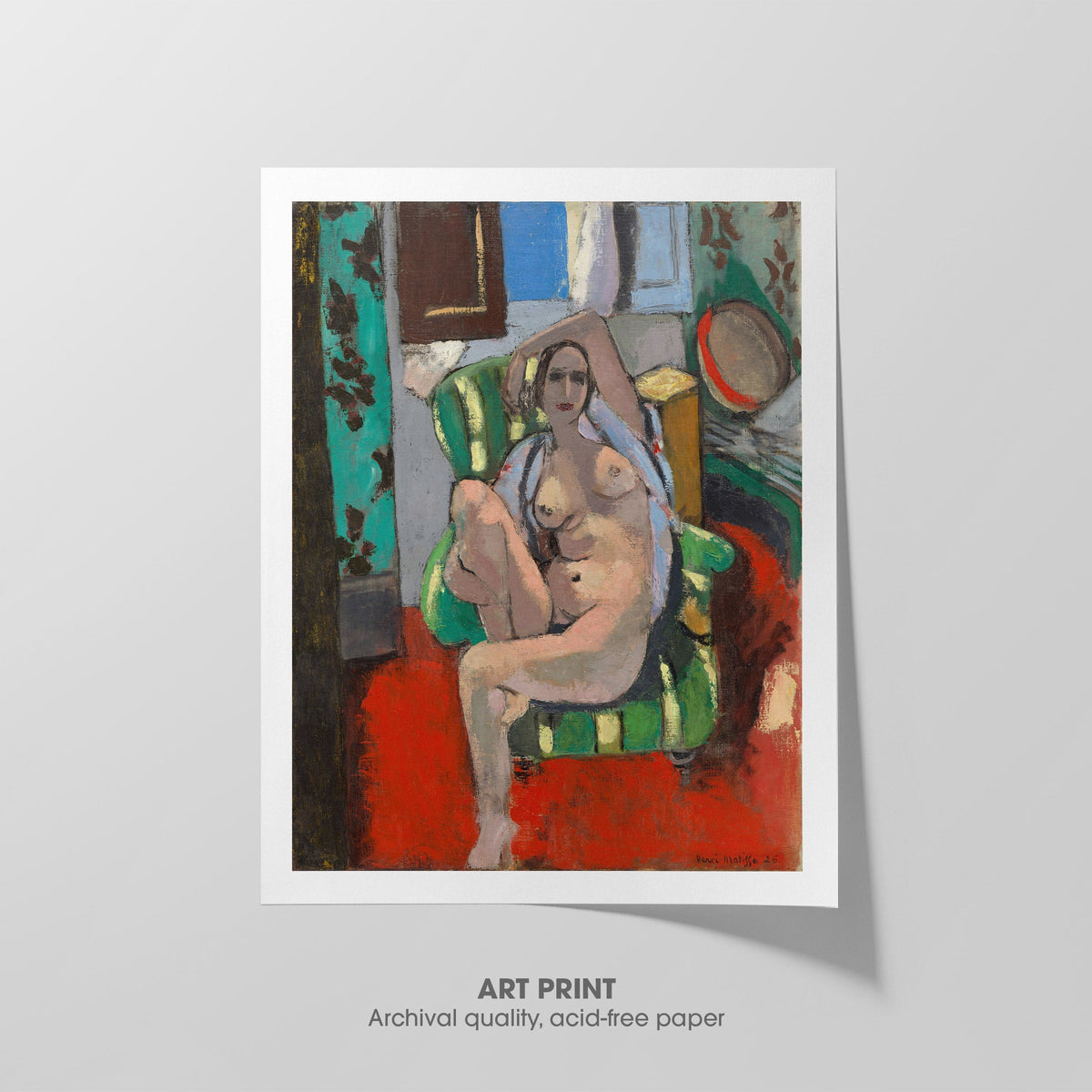 Odalisque with a Tambourine  Matisse  Art Print by Without A Frame - Oil Painting canvas print