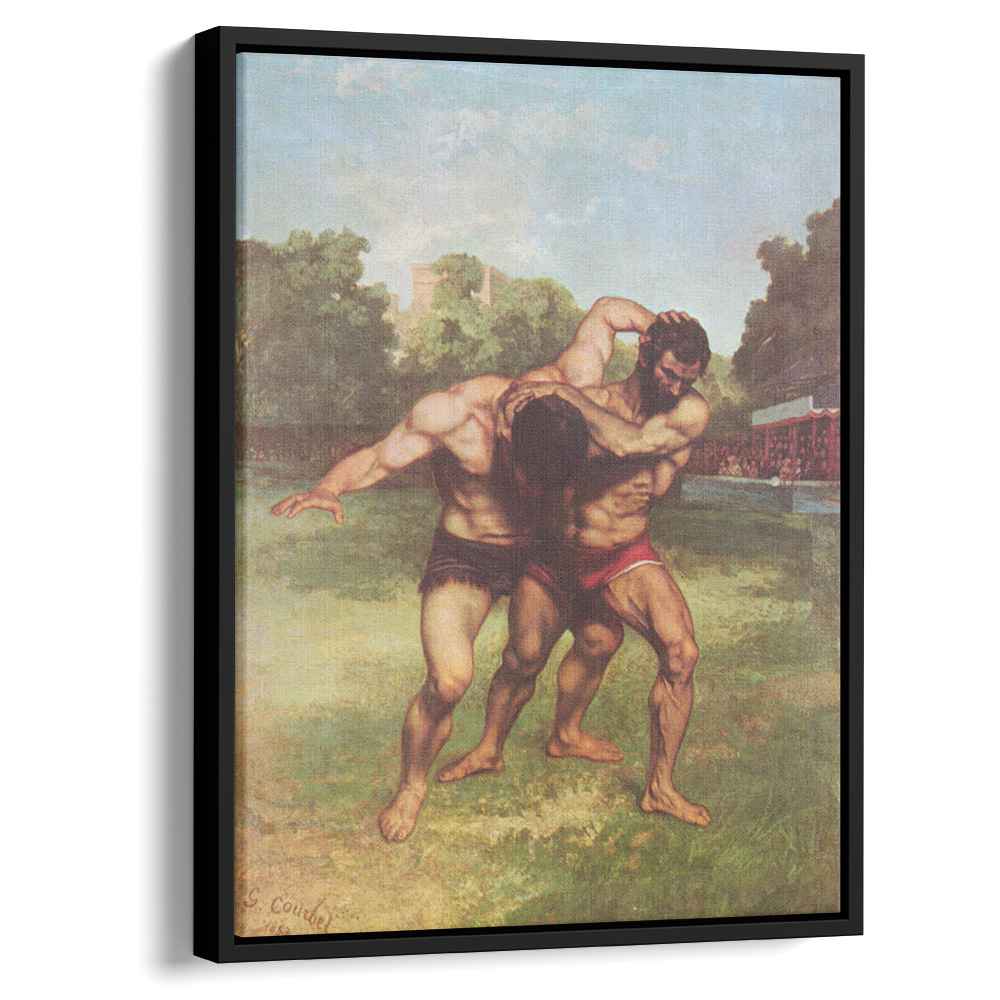 The Wrestlers 1853 by Gustave Courbet by Gustave Courbet - Realist canvas print