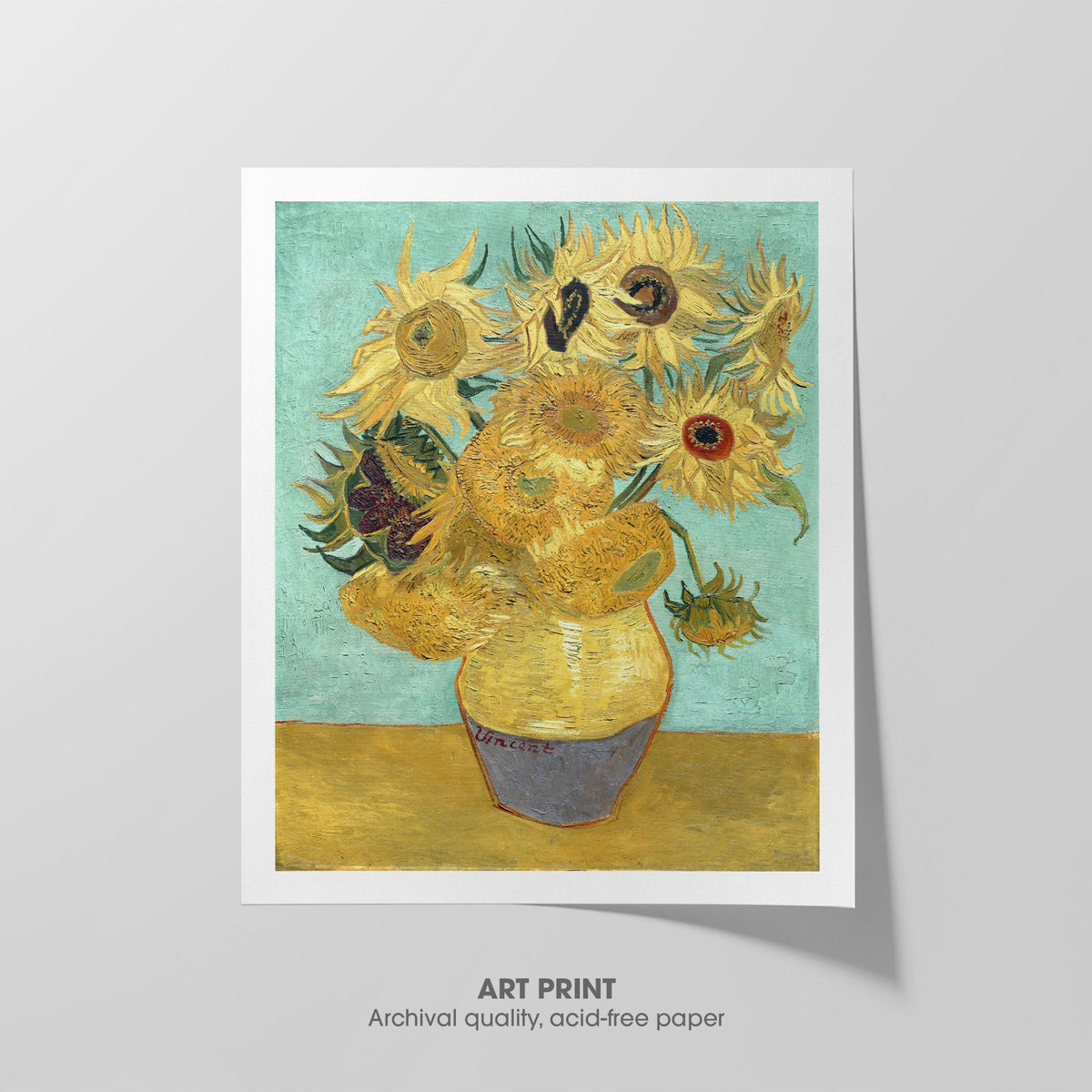 Twelve Sunflowers  Van Gogh  Art Print by Without A Frame - Oil Painting canvas print