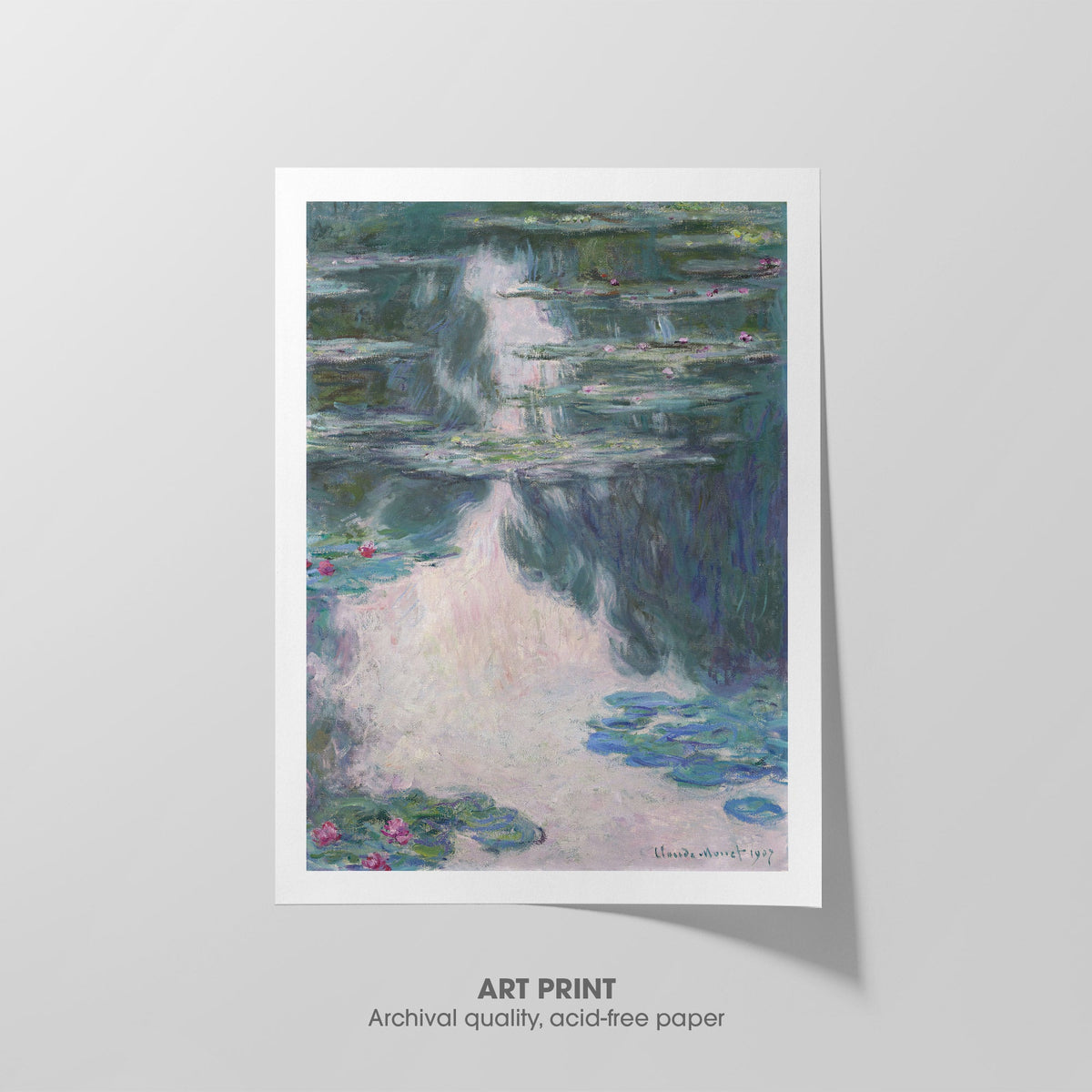 Water Lilies, Gray Weather  Monet  Art Print by Without A Frame - Oil Painting canvas print