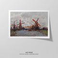 Windmills near Zaandam  Monet  Art Print by Without A Frame - Oil Painting canvas print