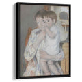 Woman and child in front of a shelf which are placed a jug and basin 1889 by Mary Cassatt by Mary Cassatt - Impressionist canvas print