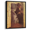 Woman Putting on her Gloves 1877 by Edgar Degas by Edgar Degas - Impressionist canvas print